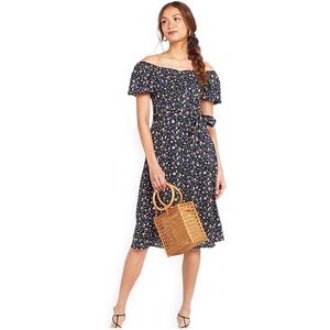 KOURT Joise Floral Midi Dress Puff Sleeve NWOT